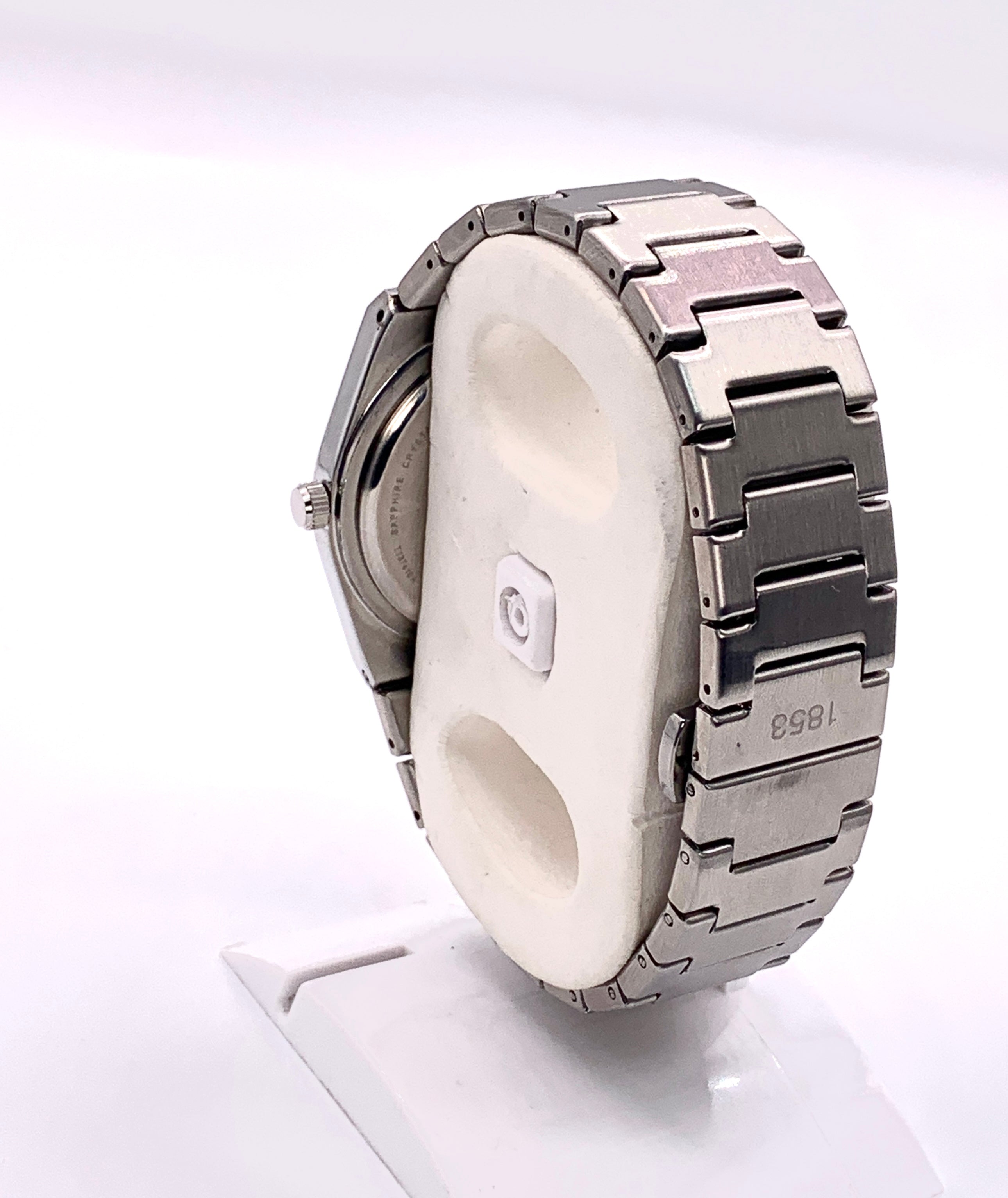 Men's Silver Tone Integrated Sport Watch | Dark Green Waffle Dial | Tissot PRX Style Flushed Case | Steel Bracelet