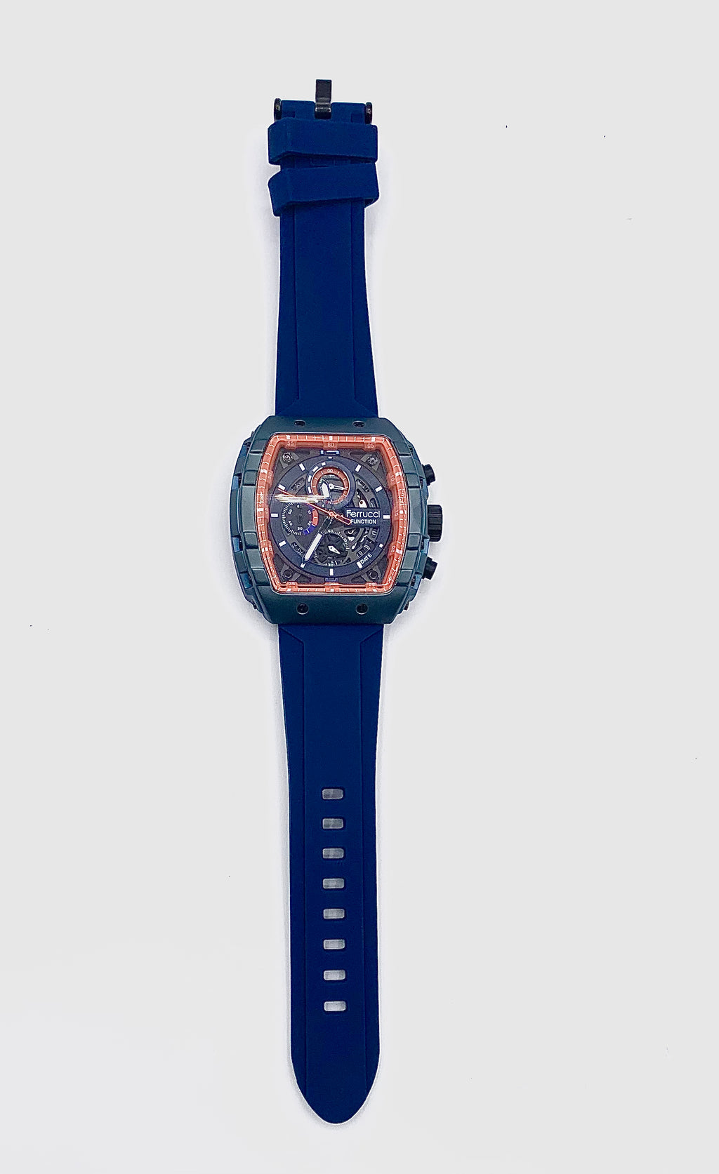 Men's Integrated Design Sport Watch | Gunmetal Case & White Waffle Dial | Black Rubber Strap | Modern Dress-Sport Timepiece