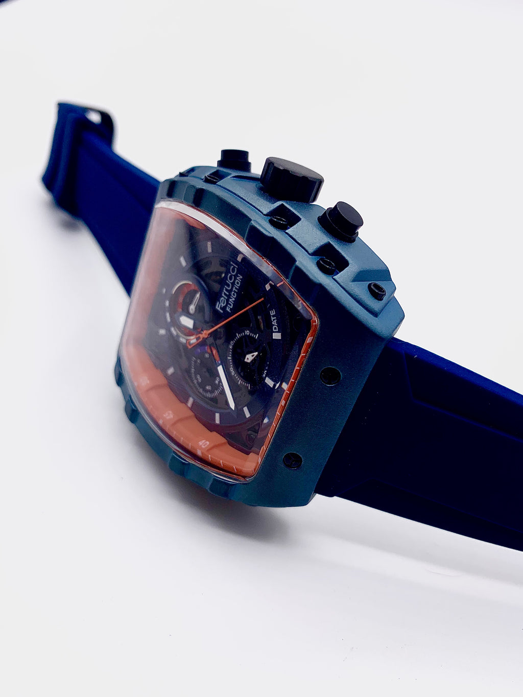 Men's Integrated Design Sport Watch | Gunmetal Case & White Waffle Dial | Black Rubber Strap | Modern Dress-Sport Timepiece