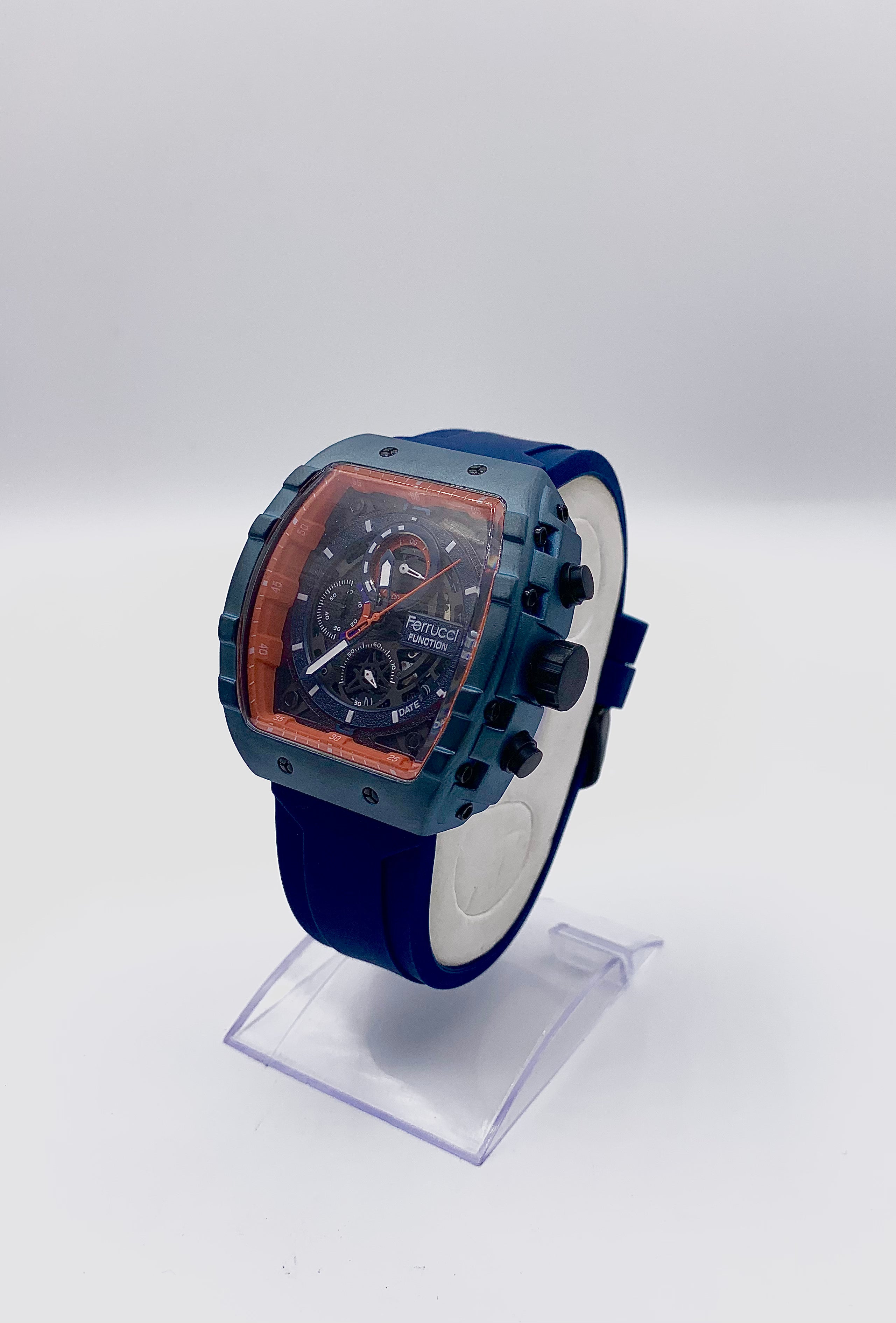 Men's Integrated Design Sport Watch | Gunmetal Case & White Waffle Dial | Black Rubber Strap | Modern Dress-Sport Timepiece