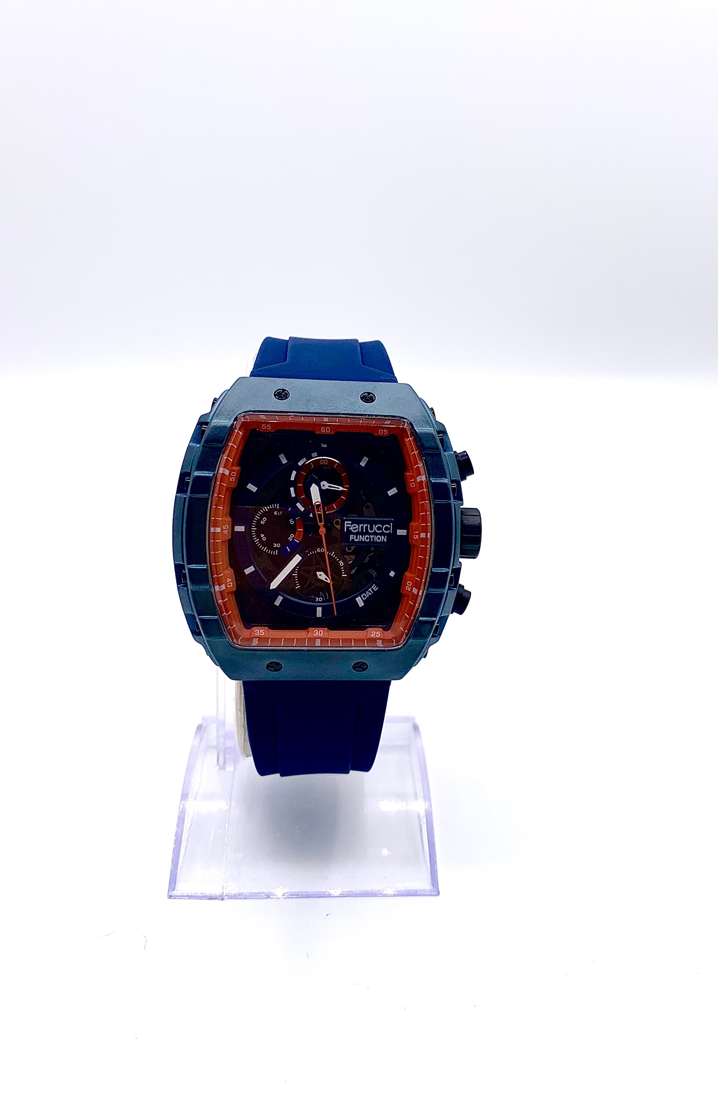 Men's Integrated Design Sport Watch | Gunmetal Case & White Waffle Dial | Black Rubber Strap | Modern Dress-Sport Timepiece