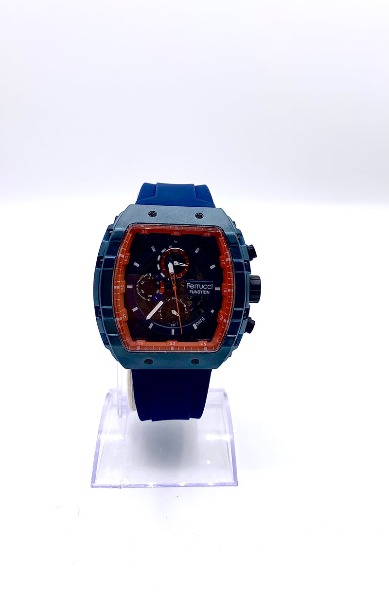 Men's Integrated Design Sport Watch | Gunmetal Case & White Waffle Dial | Black Rubber Strap | Modern Dress-Sport Timepiece