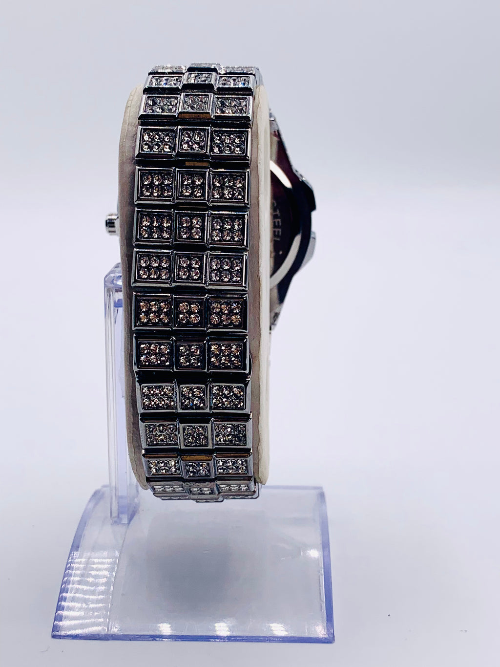 Iced Out Hip Hop Watch for Men/Women | Full Diamond Bezel & Pave Dial | Silver-Tone Finish | Bling Rapper Style Dress Watch